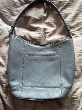 The Sak Leather Shoulder Hobo in grey